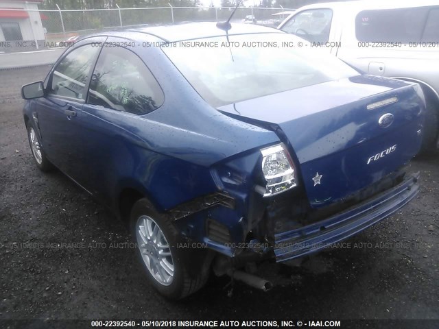 1FAHP33N28W293874 - 2008 FORD FOCUS SE/SEL/SES BLUE photo 3