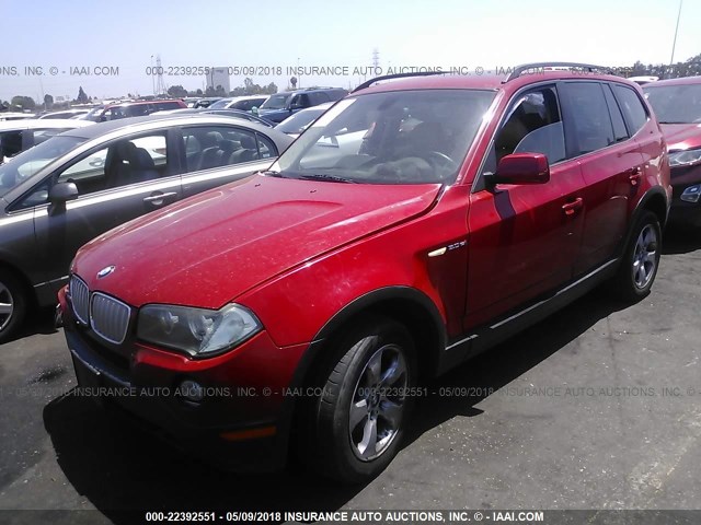 WBXPC93487WF03555 - 2007 BMW X3 3.0SI RED photo 2