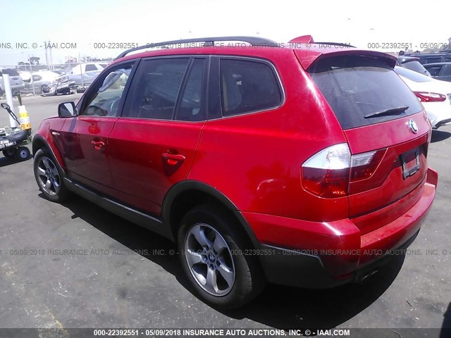 WBXPC93487WF03555 - 2007 BMW X3 3.0SI RED photo 3