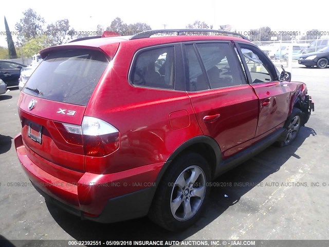 WBXPC93487WF03555 - 2007 BMW X3 3.0SI RED photo 4