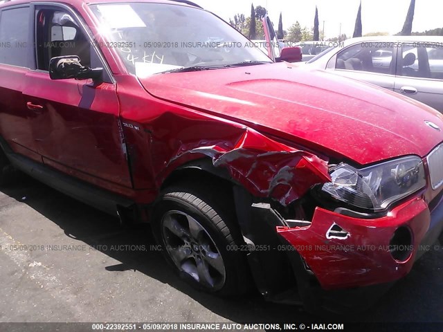 WBXPC93487WF03555 - 2007 BMW X3 3.0SI RED photo 6