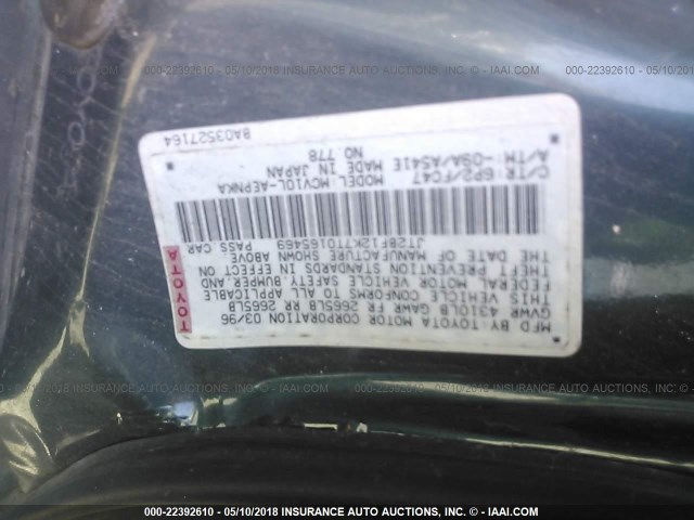 JT2BF12K7T0165469 - 1996 TOYOTA CAMRY LE/XLE/SE GREEN photo 9