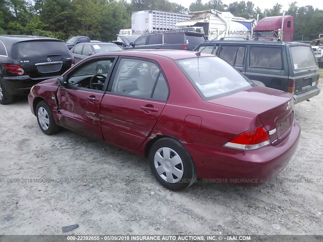 JA3AJ26E64U043951 - 2004 MITSUBISHI LANCER ES RED photo 3