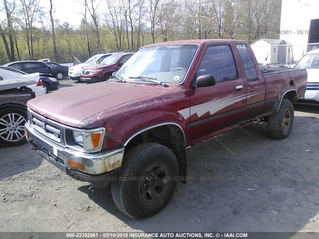 JT4VN13D6N5084170 - 1992 TOYOTA PICKUP 1/2 TON EX LNG WHLBSE DLX RED photo 2