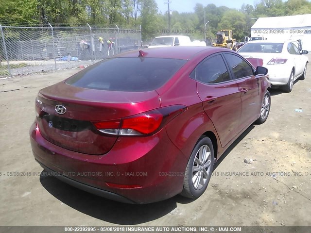 5NPDH4AE2EH459844 - 2014 HYUNDAI ELANTRA SE/SPORT/LIMITED RED photo 4