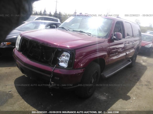 3GYFK66N45G256634 - 2005 CADILLAC ESCALADE ESV BURGUNDY photo 2