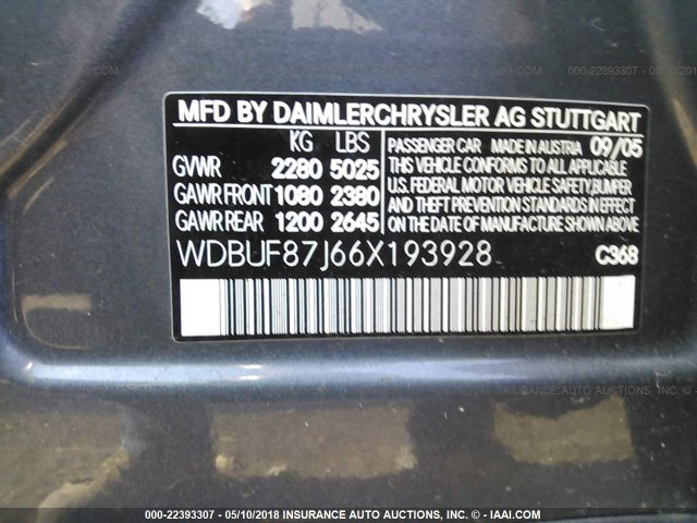 WDBUF87J66X193928 - 2006 MERCEDES-BENZ E 350 4MATIC GRAY photo 9