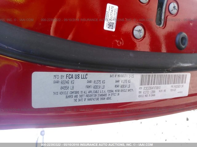 2C3CDZBG4FH758643 - 2015 DODGE CHALLENGER SXT PLUS RED photo 9