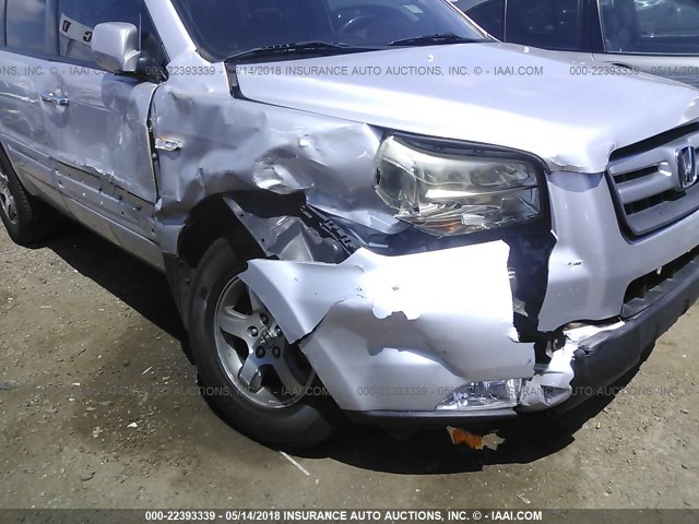 5FNYF28636B027564 - 2006 HONDA PILOT EX SILVER photo 6