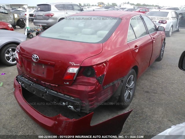 4T1BE46K07U055900 - 2007 TOYOTA CAMRY NEW GENERAT CE/LE/XLE/SE RED photo 4
