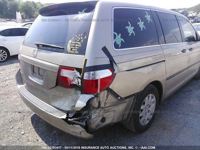 5FNRL38216B085107 - 2006 HONDA ODYSSEY LX BROWN photo 6