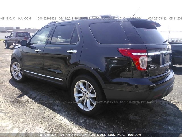 1FM5K7F89EGB52519 - 2014 FORD EXPLORER LIMITED BLACK photo 3