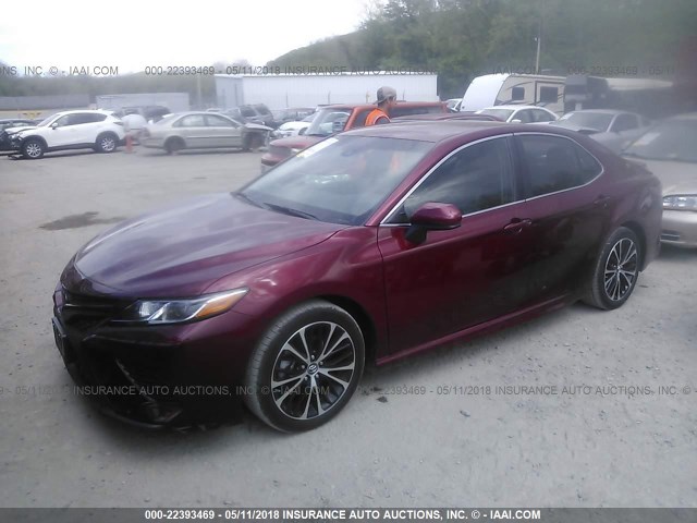 4T1B11HK8JU509020 - 2018 TOYOTA CAMRY L/LE/XLE/SE/XSE MAROON photo 2