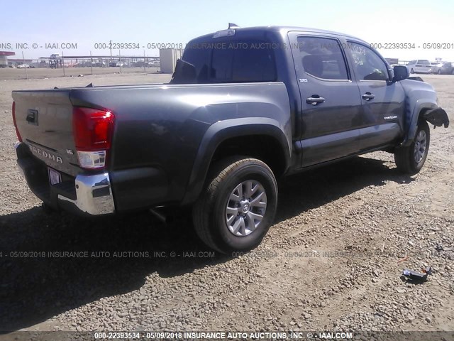 3TMAZ5CN9HM049222 - 2017 TOYOTA TACOMA DOUBLE CAB/SR5/TRD SPORT/ GRAY photo 4