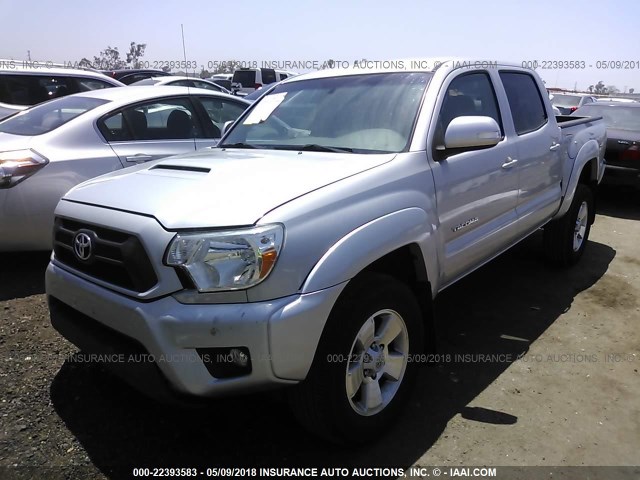 3TMJU4GN4DM145160 - 2013 TOYOTA TACOMA DOUBLE CAB PRERUNNER SILVER photo 2