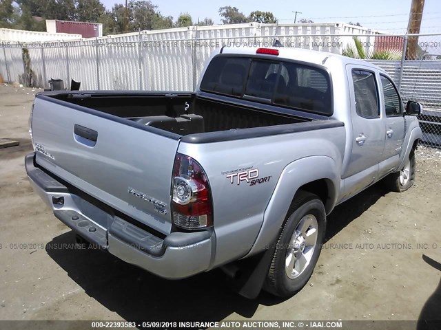 3TMJU4GN4DM145160 - 2013 TOYOTA TACOMA DOUBLE CAB PRERUNNER SILVER photo 4