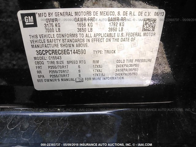 3GCPCREC8EG144590 - 2014 CHEVROLET SILVERADO C1500 LT BLACK photo 9