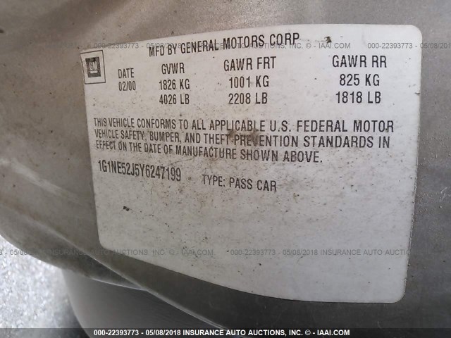 1G1NE52J5Y6247199 - 2000 CHEVROLET MALIBU LS 金色 照片 9