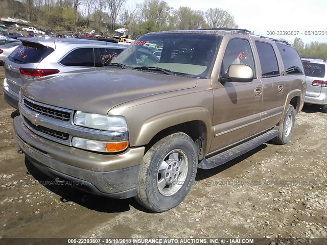 3GNFK16T41G185282 - 2001 CHEVROLET SUBURBAN K1500 GOLD photo 2