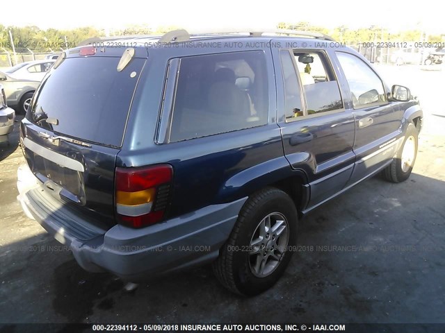 1J4GX48S42C291878 - 2002 JEEP GRAND CHEROKEE LAREDO BLUE photo 4