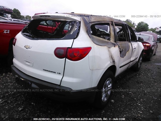 1GNKVEED2CJ392794 - 2012 CHEVROLET TRAVERSE LS WHITE photo 4