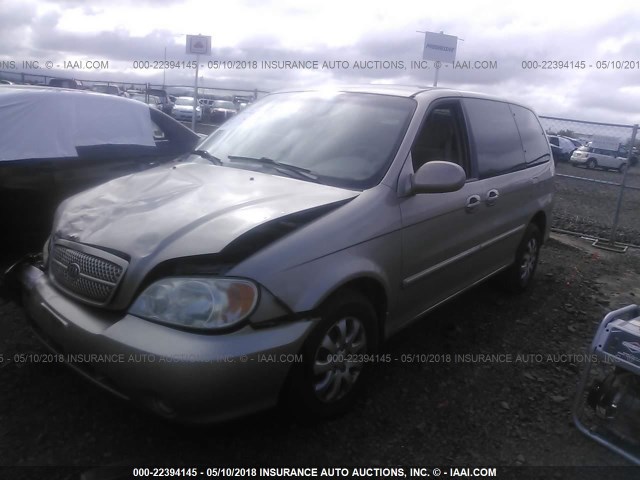 KNDUP131446550067 - 2004 KIA SEDONA EX/LX GOLD photo 2