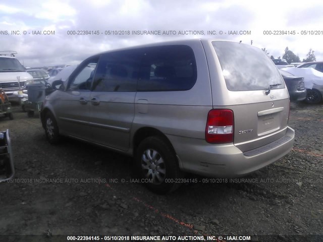 KNDUP131446550067 - 2004 KIA SEDONA EX/LX GOLD photo 3