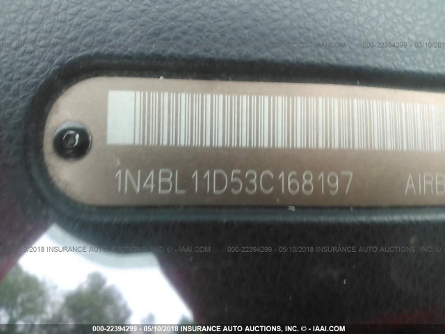 1N4BL11D53C168197 - 2003 NISSAN ALTIMA SE BURGUNDY photo 9