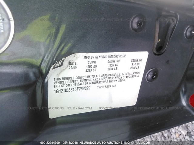 1G1ZU53816F268029 - 2006 CHEVROLET MALIBU LTZ 灰色 照片 9