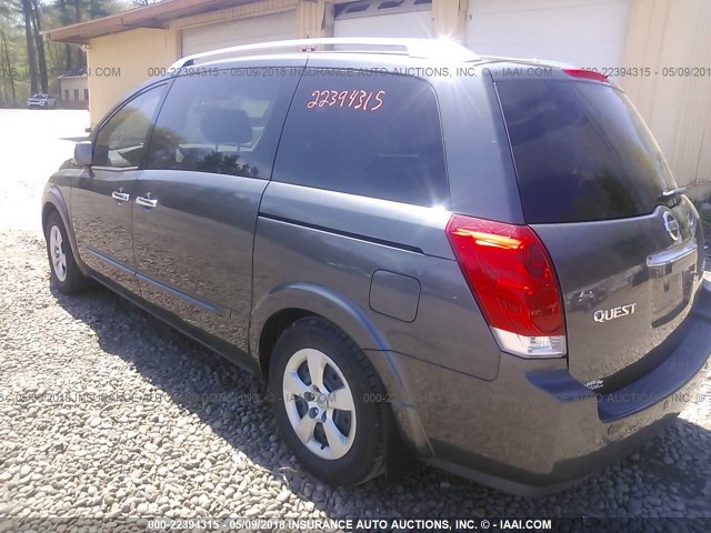 5N1BV28U77N108153 - 2007 NISSAN QUEST S/SE/SL GRAY photo 3