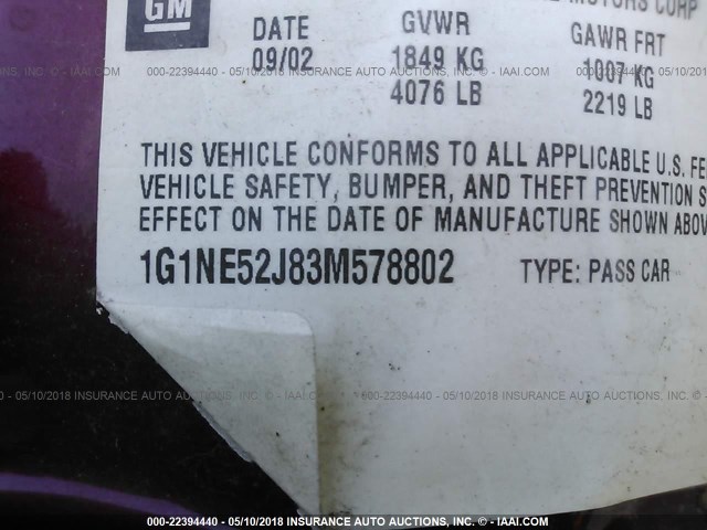 1G1NE52J83M578802 - 2003 CHEVROLET MALIBU LS 栗色 照片 9