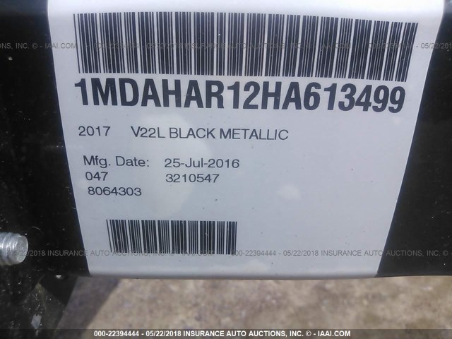 1MDAHAR12HA613499 - 2017 SHORE LANDER TRAILER  BLACK photo 9