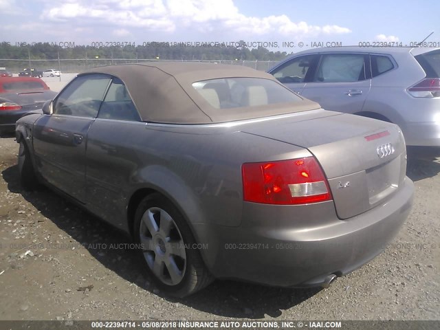 WAUAC48H75K009459 - 2005 AUDI A4 1.8 CABRIOLET TAN photo 3