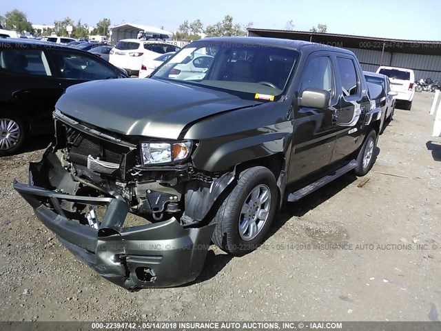 2HJYK16536H502166 - 2006 HONDA RIDGELINE RTL GREEN photo 2