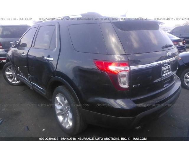 1FM5K7D80EGA54286 - 2014 FORD EXPLORER XLT BLACK photo 3