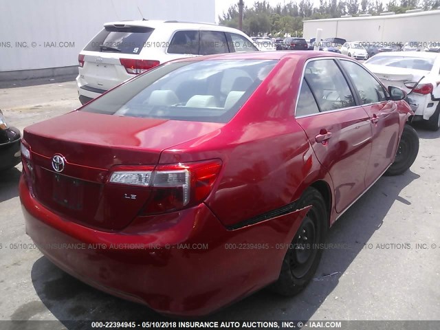 4T1BF1FK9CU551235 - 2012 TOYOTA CAMRY SE/LE/XLE RED photo 4