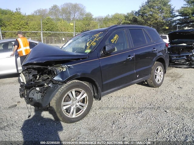 5XYZKDAG2CG096913 - 2012 HYUNDAI SANTA FE LIMITED BLUE photo 2