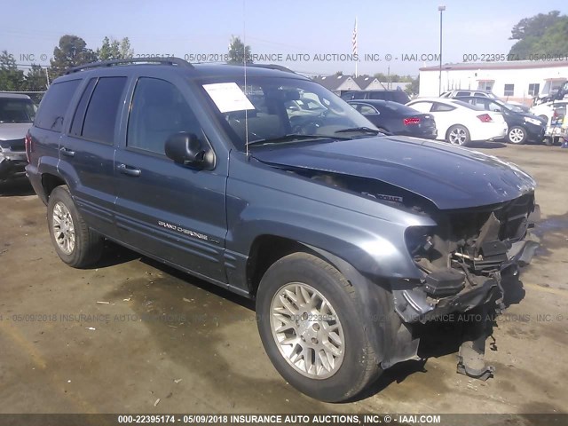 1J4GX58N02C186383 - 2002 JEEP GRAND CHEROKEE LIMITED BLUE photo 1