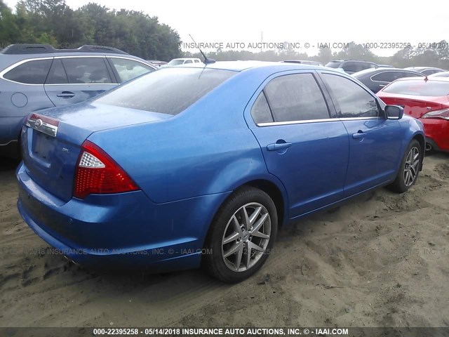 3FAHP0JA8BR120997 - 2011 FORD FUSION SEL BLUE photo 4