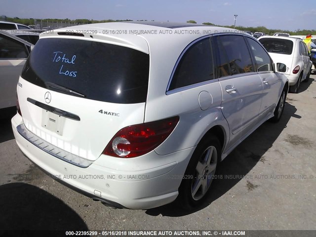 4JGCB6FEXAA111885 - 2010 MERCEDES-BENZ R 350 4MATIC WHITE photo 4