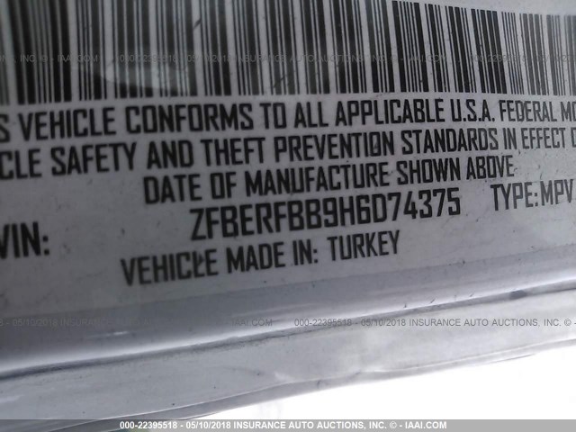 ZFBERFBB9H6D74375 - 2017 RAM PROMASTER CITY SLT 白色 照片 9