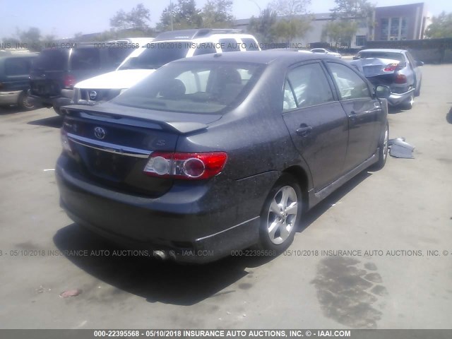 2T1BU4EE5CC863458 - 2012 TOYOTA COROLLA S/LE GRAY photo 4