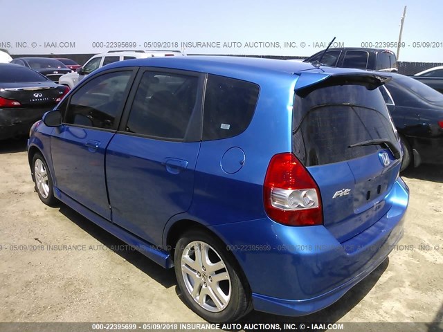 JHMGD38617S032966 - 2007 HONDA FIT S BLUE photo 3