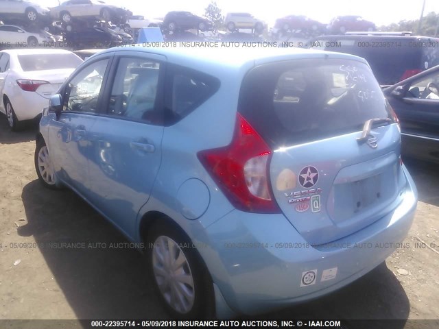 3N1CE2CP0EL410507 - 2014 NISSAN VERSA NOTE S/S PLUS/SV/SL BLUE photo 3