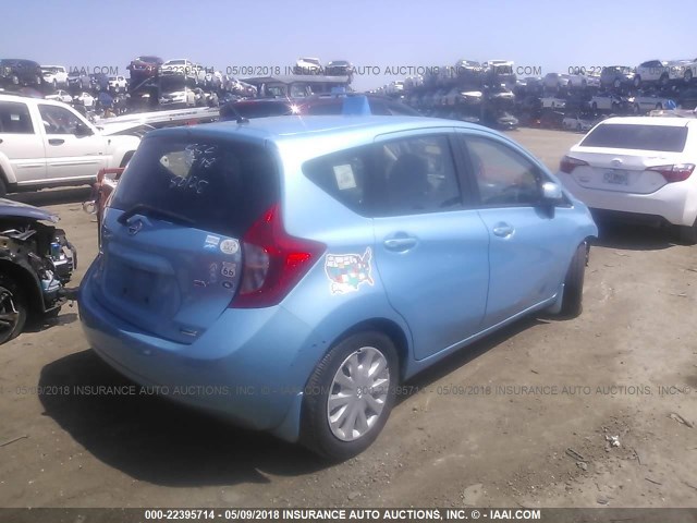 3N1CE2CP0EL410507 - 2014 NISSAN VERSA NOTE S/S PLUS/SV/SL BLUE photo 4