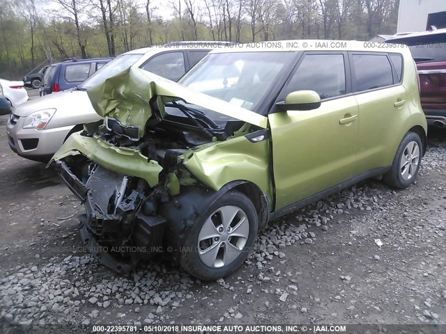 KNDJN2A20E7723458 - 2014 KIA SOUL GREEN photo 2