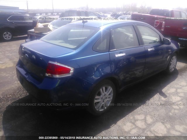 1FAHP35N18W105388 - 2008 FORD FOCUS SE/SEL/SES BLUE photo 4