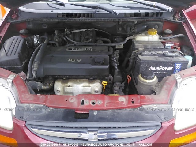 KL1TD52615B330300 - 2005 CHEVROLET AVEO LS RED photo 10