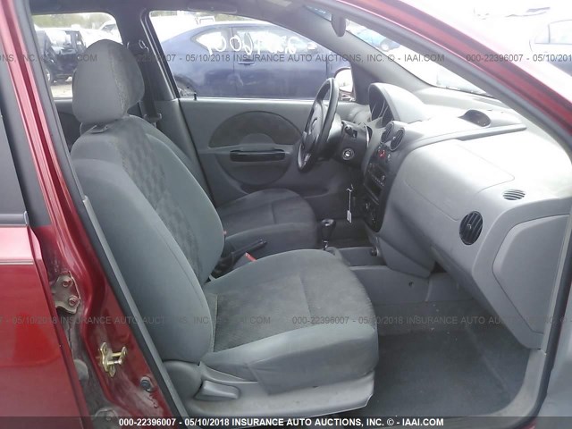 KL1TD52615B330300 - 2005 CHEVROLET AVEO LS RED photo 5