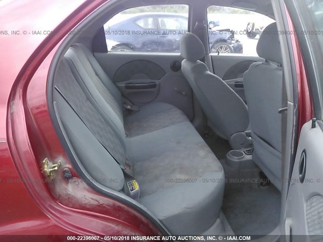 KL1TD52615B330300 - 2005 CHEVROLET AVEO LS RED photo 8